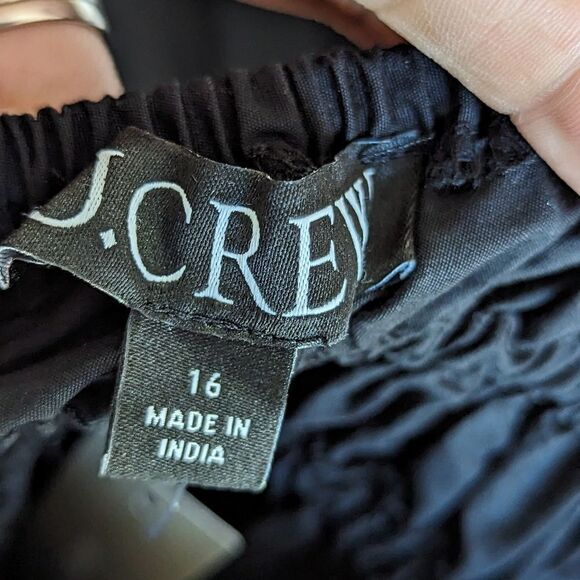 J Crew Maxi Dress V-neck smocked-waist in cotton poplin BR450 Black NWT - Picture 12 of 15